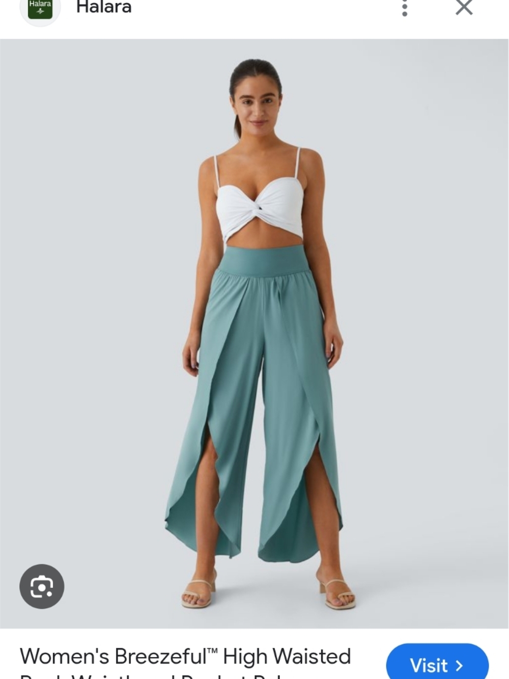 HALARA Wide-Leg Plazo Pants in Seafoam Green
